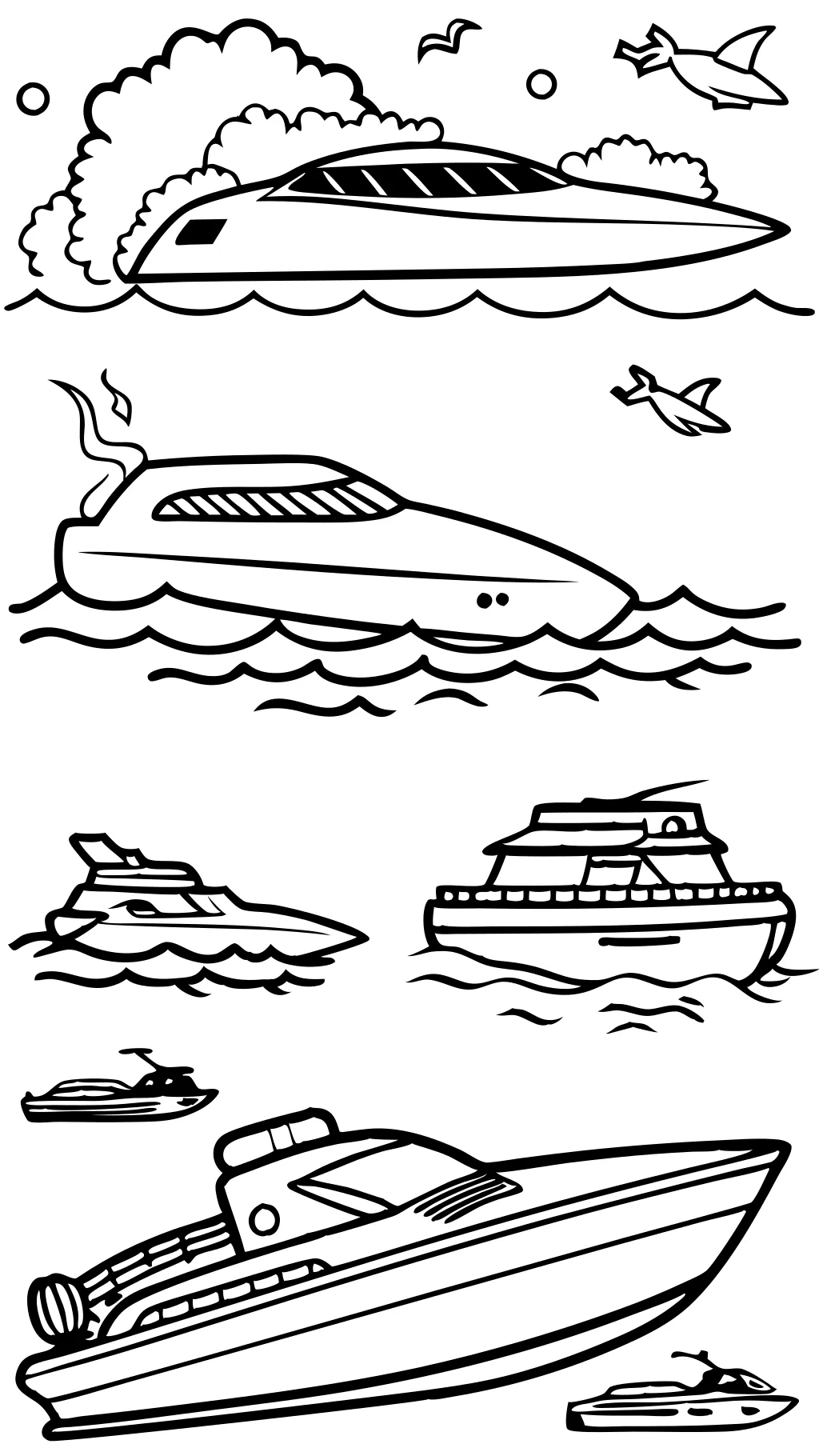 coloring pages of speed boats